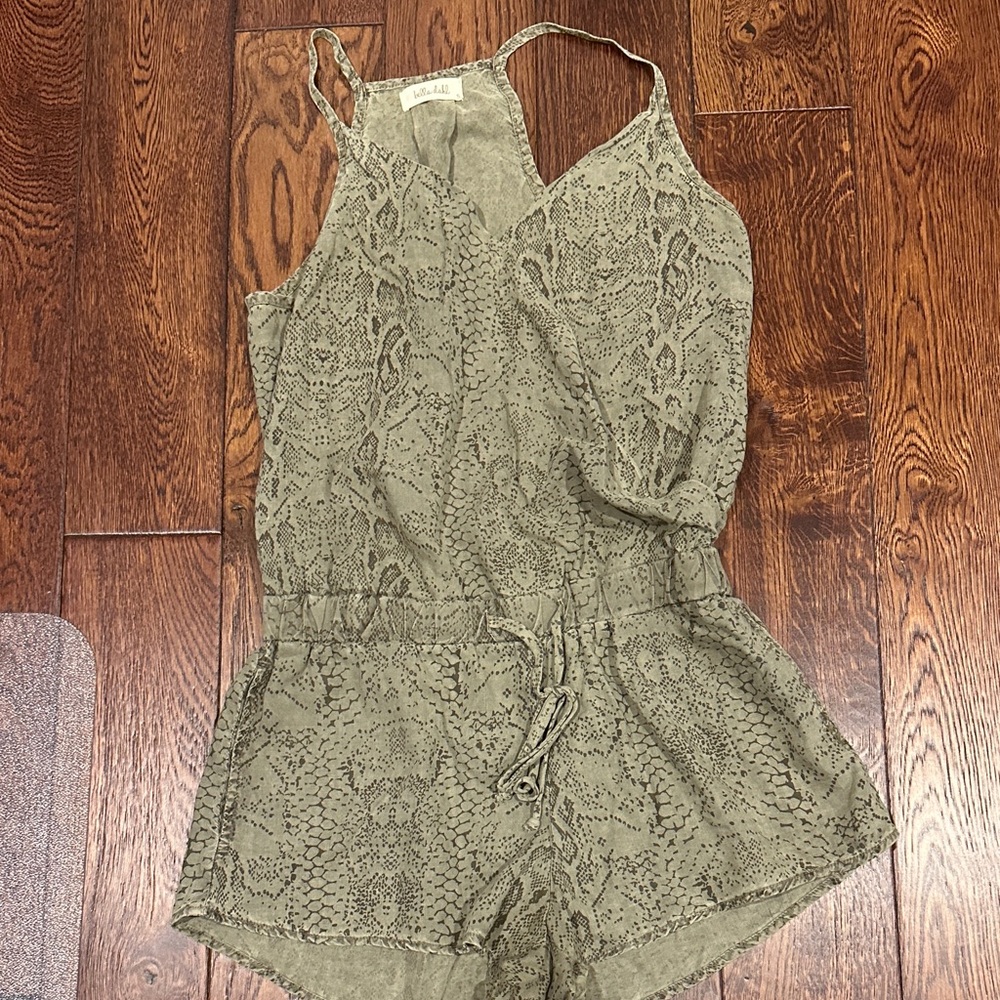 Bella Dahl Olive Snake Print romper